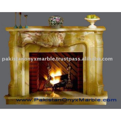 Light Green Onyx Carving Fireplace