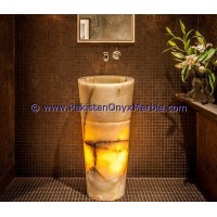 HOT SELLING BACK LIT ONYX PEDESTALS SINKS